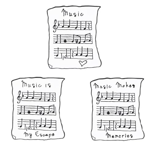 GLEAVI Lot de 3 Broches en Alliage Émaillé à Motif Partition Musicale Dessin Animé, Mini Épingles à Poitrine Chic, Accessoires de Mode pour Femmes, pour Vêtements et Fêtes