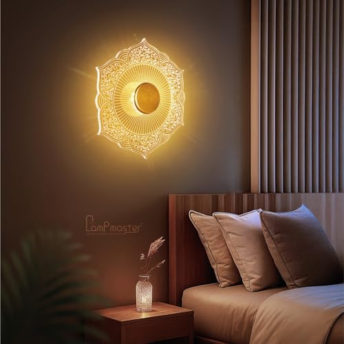 Image of Lamp master Florenza 3-in-1 LED Wall & Ceiling Light | Decorative Gold Mandala Lamp | Elegant Wall Sconce for Bedroom, Living Room, Hallway, Gallery | 1 Year Warranty