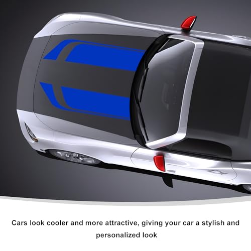 Image of Car Hood Decal Sticker, Automotive Side Body Stripe Graphics Racing Bumper Sticker, Universal Vehicle Skirt Roof Bonnet Vinyl Decal Exterior Decoration, Car Accessories (Blue)