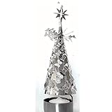 BANBERRY DESIGNS Spinning Candles - Silver Metal Tree with Butterflies - Scandinavian Design Candle Holder - The Tree Rotates when the Tea Light Candle is Lit - Carousel Candle Holder