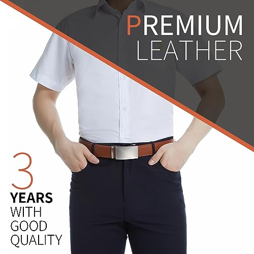 Zitahli Mens Belt Leather - Ratchet Belt for Men Dress Pant Shirt Oxfords,Micro Adjustable Black Brown Belt,Trim To Fit2