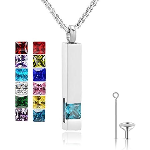 MUERDOU Collar de urna para cenizas con piedra natal cuboide Cover