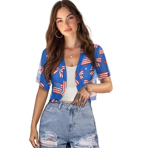 Image of Womens Short Sleeve Bolero Shrug Open Front Knit Cropped Cardigan Shoulder Cover for Dress Cute Casual Knit Cover Up