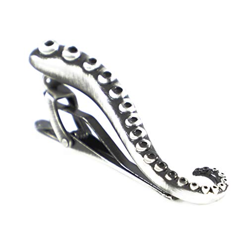 MENDEPOT Octopus Limb Tie Bar Burnished Silver Tone Octopus Limb Tie Clip in Box MENDEPOT Octopus Limb Tie Bar Burnished Silver Tone Octopus Limb Tie Clip in Box
