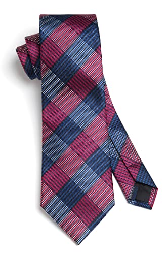 Image of HISDERN Ties for Men Solid Houndstooth Neckties Handkerchief Formal Business Tie & Pocket Square Set Wedding Party