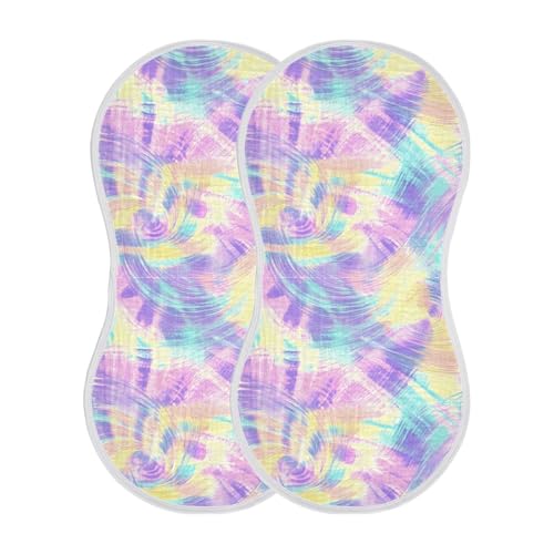 Tie-dye Style Abstract Multicolor Cotton Baby Burp Cloths Soft Touch washcloth for Unisex boy and Girl Set of 2, 22x11in