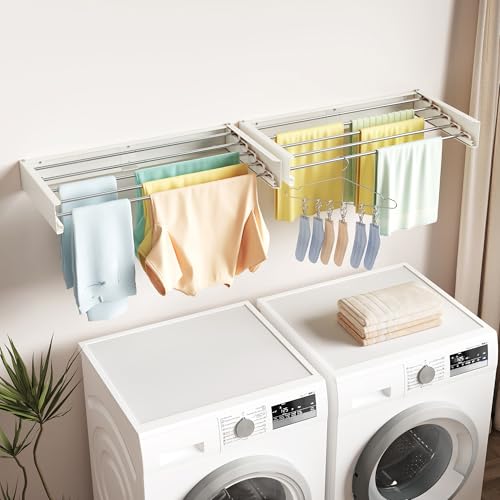 LIENAHU Clothes Drying Rack Wall Mounted,32“-80cm,Laundry Drying Rack Wall Mount, Foldabel,Collapsible,Retractable,Laundry Hanger Rack for Drying Clothes by LIENAHU - Image 2