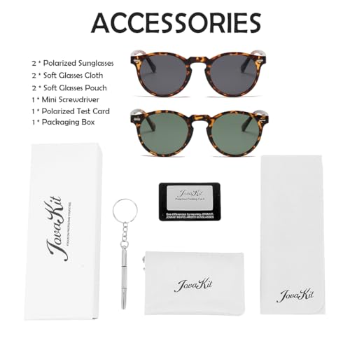 Image of JOVAKIT Vintage Kids Polarized Sunglasses for Girls Boys Age 2-9, Round Sun Glasses for Children UV400 Protection
