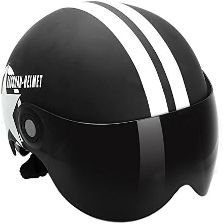 Motorcycle Helmet Half Open Face Helmet Five-Pointed Star Helmet(Black)