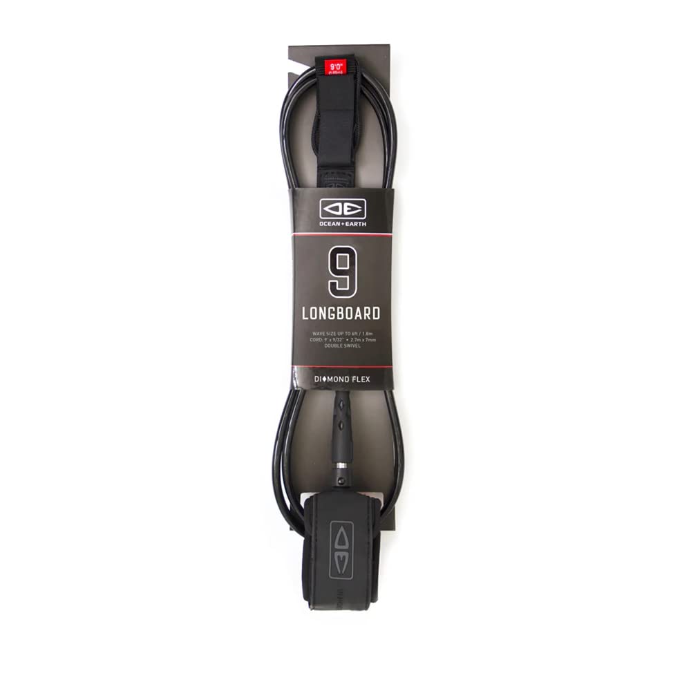 Ocean and Earth Longboard Regular Black Moulded Leash - 9ft 0