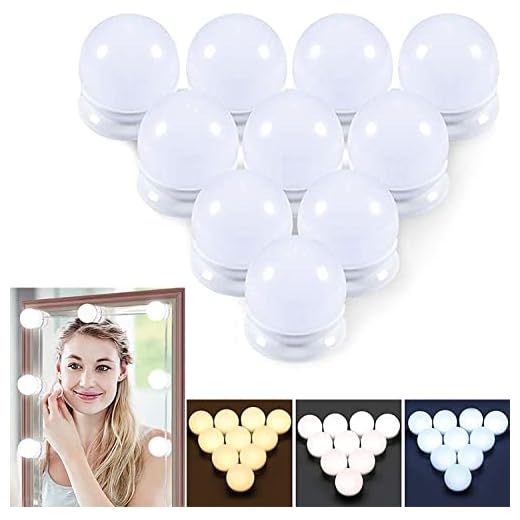 BCM Luces de Espejo de Tocador LED Lámpara para Espejo de Maquillaje LED para Espejo Cosmético con Estilo Hollywood 10 Piezas Bombillas Regulables con Puerto USB, 9 Niveles de Brillo, 3 Modos Color