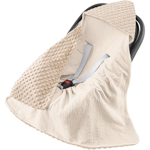 Susurration Couverture Enveloppante Bébé Chanceliere Enveloppante Bébé Poussette ou Siege Auto Cosy Lavable nid d Ange pour Naissance Enfant 90 x 90 cm (Ben Blanc)