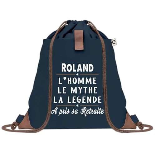 Sac à dos bleu avec pochette Roland Retraite en toile pour sport et gym
