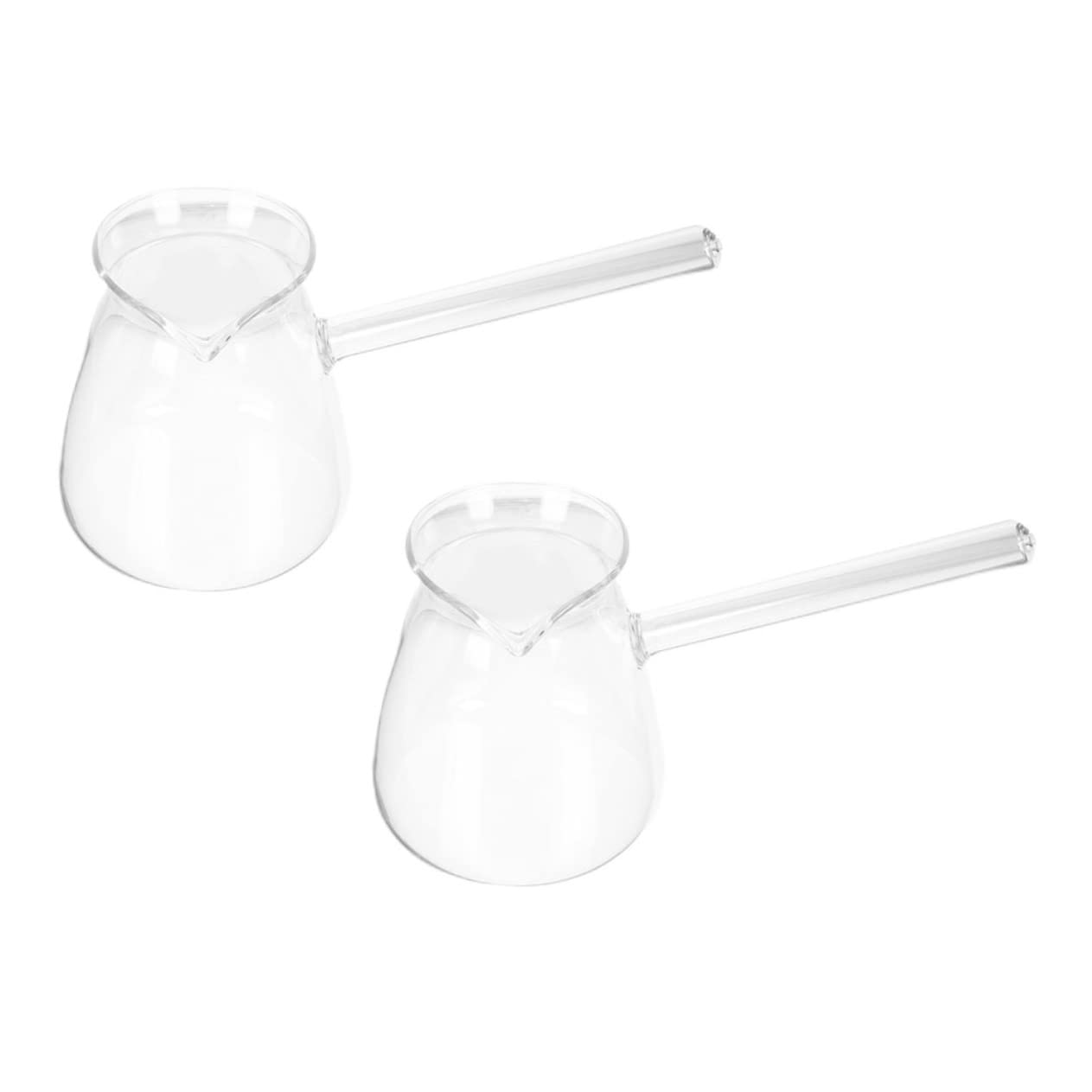 Garneck 2pcs Glass Milk Jug Coffee Pot Heaters for Home Ibrik Coffee Pot Turkish Coffee Warmer Milk Heating Pot Turkish Coffee Kettle Coffee Espresso Milk Warmer Pot Pots Cevze