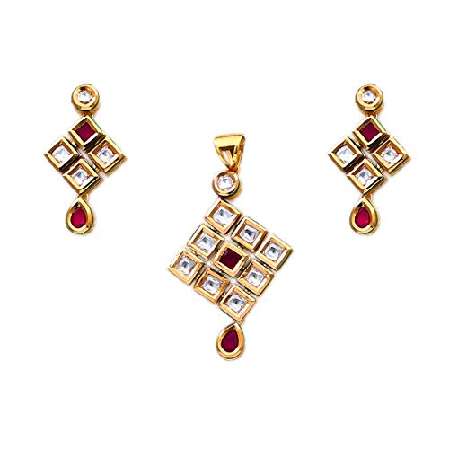 Red Kundan Ruby de cobre con chapado en oro: elegancia real para tu colección de alta joyería