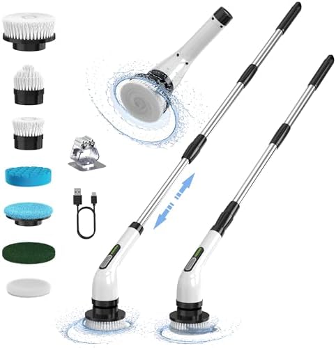 Electric Spin Scrubber for Cleaning Bathroom: Cordless Power Shower Scrubber - Electric Cleaning Brush for Tile Tub