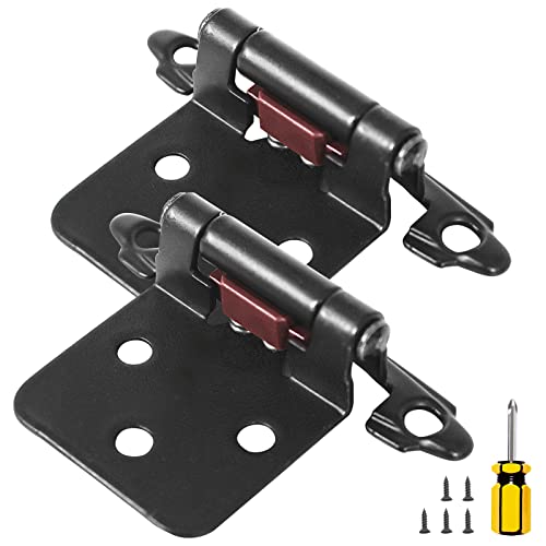 10Pack 5Pairs 1/2Inch Overlay Cabinet Door Hinges Kitchen Cabinet Hinges Matte Black Semi-Concealed Hinges Self-Closing Cabinet Hinges W/ Silicon Bumpers & Upgraded Screws #TOP24