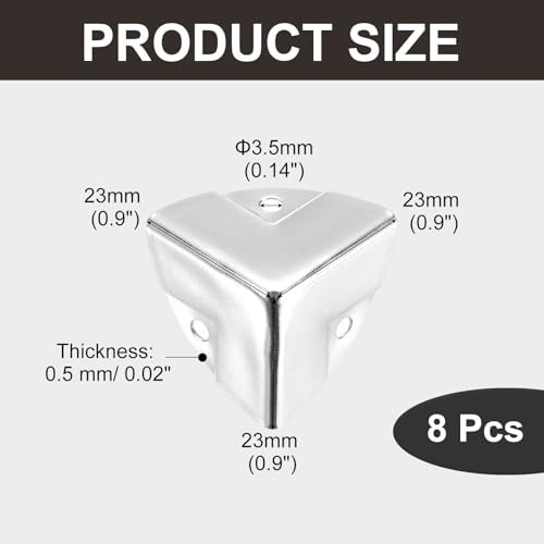 Image of uxcell 8PCS Metal Corner Protector 0.9 x 0.9 x 0.9 Inch Box Edge Guard Protector Zinc Alloy Cabinets Speaker Corners Protector for Furniture Decorative (Imprint Edge, Silver)