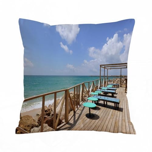 ERRTU Fundas de Cojín 50x50 cm,Playa Romana Playa en Alcossebre también Alcoceber en Castellón de España,Funda de Almohada del Sofá Throw Cojín Decoración Almohada Funda de Sala de Estar Sofás