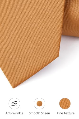 Image of HISDERN Mens Ties Solid Color Ties for Men Formal Necktie with Pocket Square Set Satin Silk Neck Tie Handkerchiefs Set