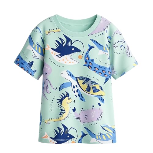 Image of Googo Gaaga Kids Boys 100% Cotton T-Shirt | All Over Print Half Sleeve T-Shirt for Kids | Comfortable Round Neck | Casual Wear | Soft & Breathable | Stylish Summer Wear |