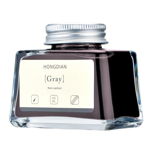 Image of Hongdian Fountain Pen Bottled Ink Gray, 60ml Fountain Pen Ink Bottled for Writing and Calligraphy, Non Carbon