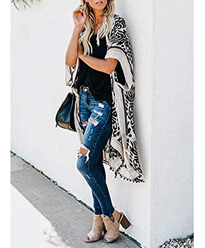 Kimono Robes Cardigan for Women, Plus Size Sleeveless Beach Bikini Cover Up with Pom-pom, Fashion Loose Swimwear Body Wrap for 2021 Spring Summer