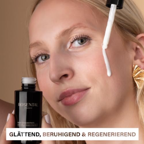 Rosental Organics Night Concentrate – Nachtserum mit Hyaluron & Althaea Rosea Stammzellen – Anti-Aging Pflege für Regeneration & Faltenreduzierung – Naturkosmetik Made in Germany