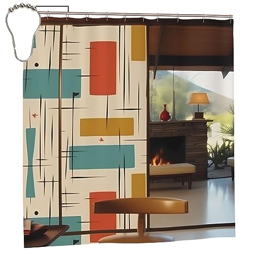 Rideau de douche moderne du milieu du siècle pour une décoration de bain rétro - 8