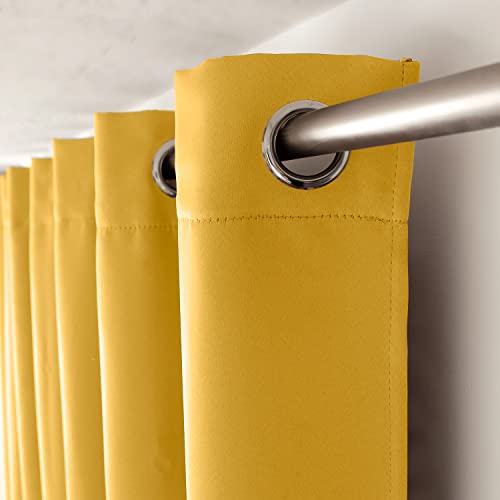 ED ENJOY HOME Blackout Curtain with Silver Eyelets, Yellow, 140 x 180 cm, 100% Polyester, Oeko-TEX Certified Fabric - Image 3