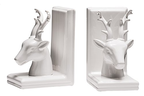 Image of Premier Housewares Deer Bookends, White, Set of 2