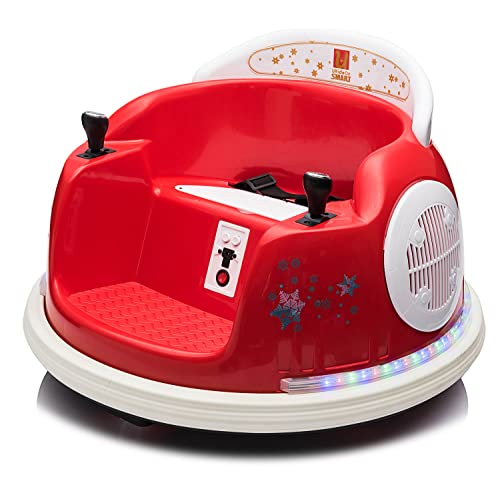 Image of u URideon Ride On Bumper car for Kids, 6V Electric Vehicle Ride on Toys with Remote Control, Music,Colorful Flashing Lights,Battery Powered (Red)