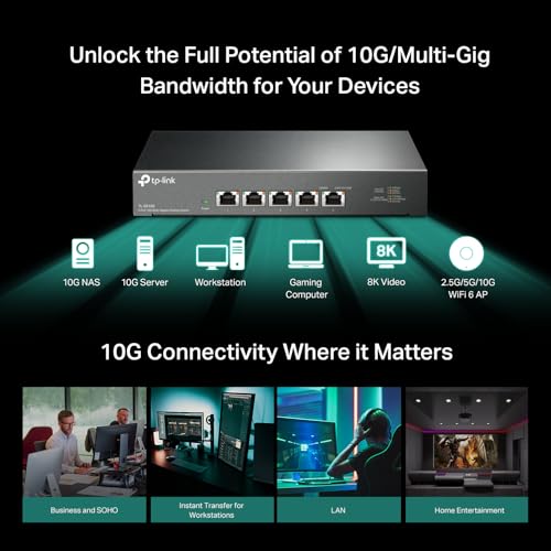 Image of TP-Link TL-SX105, 5 Port 10G /Multi-Gig Unmanaged Ethernet Switch, 5 Port, 10G (Pack of 10)