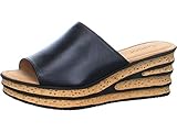 Gabor 64.650. Envelope your feet in luxury with these Gabor wedge mules. This funky black leather shoe has designer touches that set it apart. The 2 tone platform, cork effect, wedge sole adds modest height to your outfits. What’s not to love, a stylish summer classic.