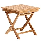 WETTERFESTES MATERIAL - Gefertigt aus robustem SVLK zertifiziertem Teak Holz aus nachhaltigem Plantagenanbau ist der Balkontisch besonders wetterfest. Da Teak Holz von Natur aus einen hohen Ölanteil hat, der das Holz vor äußeren Einflüssen wie Pilzbefall schützt, eignet sich der Tisch optimal für die Outdoor Nutzung.