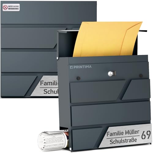 PRINTIMA Julia Personalisierter Briefkasten Anthrazit (RAL7016) mit Zeitungsfach: Wetterbeständigkeit, Funktionalität und Eleganz, mit Realistischem Vorschau auf Personalisierung, 37x37x11 cm für 59,99 EUR bei amazon.de Bild: PRINTIMA Julia Personalisierter Briefkasten Anthrazit (RAL7016) mit Zeitungsfach: Wetterbeständigkeit, Funktionalität und Eleganz, mit Realistischem Vorschau auf Personalisierung, 37x37x11 cm für 59,99 EUR bei amazon.de