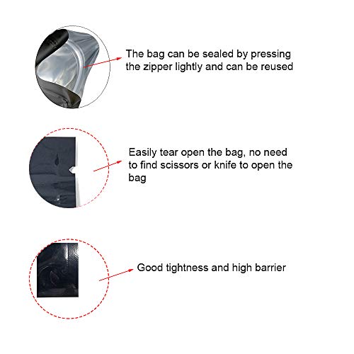 NA/ 200 stuks zwarte hersluitbare Mylar-tassen, geurbestendige zakken, foliezakken, platte druksluitzakken voor het… - Image 7