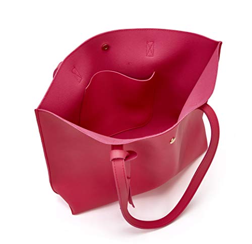 Dreubea Bolsa de ombro feminina de couro sintético macio, bolsa de mão de grande capacidade com borl