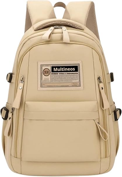 Mochila Masculina Feminina Grande para Notebook 15.6”, Trabalho, Viagem, Escola, Reforçada e Resistente – Mochila Escolar, Mochila Reforçada (Bege)