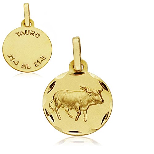 Medalla oro 18k Tauro 13mm signo zodiacal