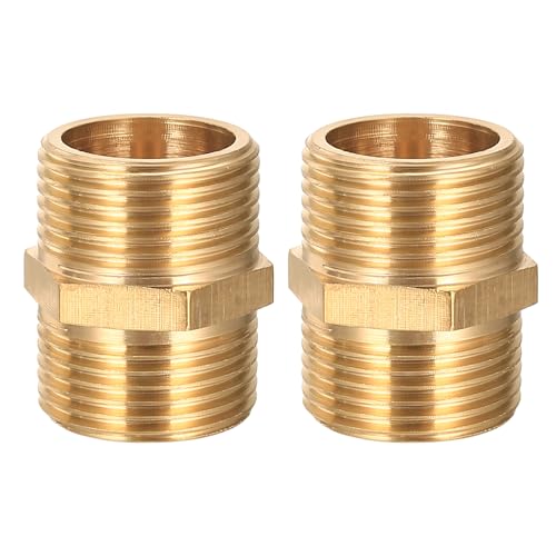 2 STk Doppelnippel 3/4 Zoll Messing Außengewinde, Doppelnippel G3/4' (Ø 25,7mm) AG/AG, Verbindungsstück Gewindefitting 3/4' Messing Fittings Sechskant für Heizung Trinkwasseranlage Geeignet