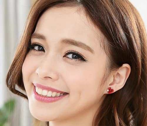 Rose Gold Plated Simple Red Rose Stud Earrings Fashion Jewelry For Women #TOP4