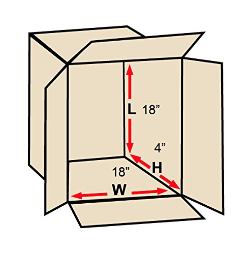 Image of Partners Brand P1818450PK Flat Corrugated Boxes, 18 inch L x 18 inch W x 4 inch H, Kraft (Pack of 50)