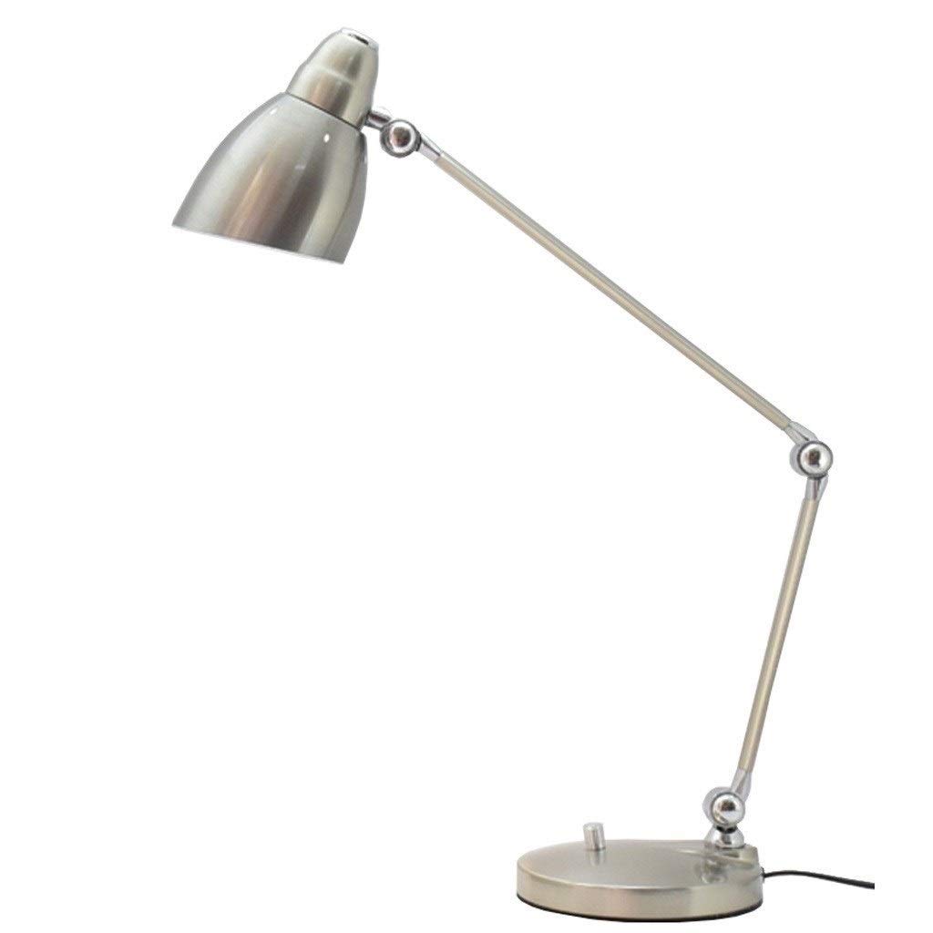 Tischleuchte Schwinge Metall Tischlampe 7 Watt Einstellbare DREI Farben Arbeitslampe Student Office Leselampe Augenschutz Tischlampe Nachttischlampe (Color : Silver)