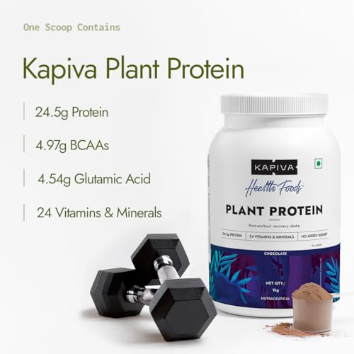 Kapiva Plant Protein | 25g Protein Per Scoop, Chocolate | With Vitamins & Minerals | Pea protein Isolate - 1Kg