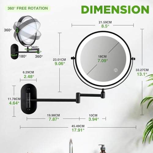 Vorremirr WM85BK-15X Wall Mounted Makeup Mirror: 1X/15X Magnifying Mirror thumb #5