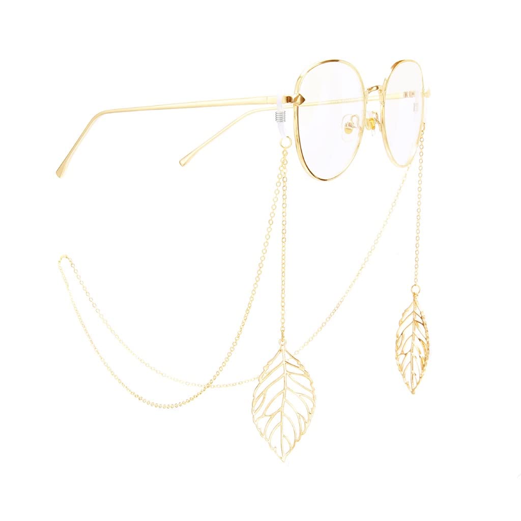 Metall-Brillenkordel, Blattgold-Anhänger, Brillenkette, Modeaccessoires