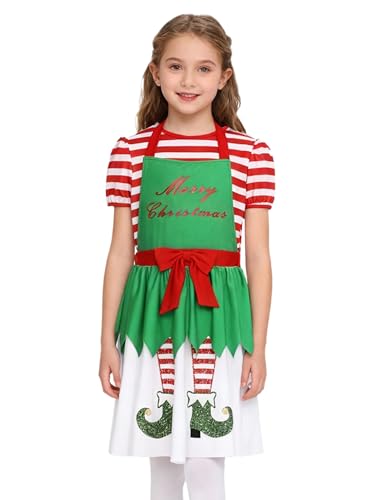 Robe de lutin de Noël fille Mufeng déguisement de fête
