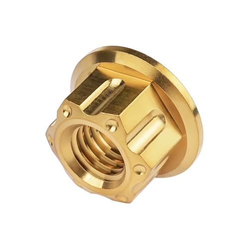 Image of Titanium M6 M8 M10 M12 M14 M16 Flange Bolt Nut Bicycle Motorcycle Rear Axle Car Modification Accessories Pack of 6 (M6 Pitch 1.0mm, Gold)