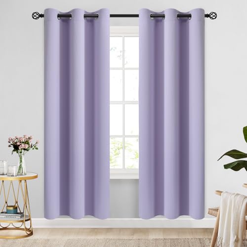 Image of COSVIYA Grommet Blackout Room Darkening Lilac Curtains 72 inch Length | Thick Polyester Light Blocking Insulated Thermal Window Curtain Drapes for Bedroom /Living Room,42x72 inches,2 Panels